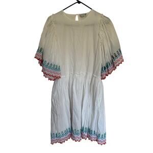 Stella McCartney White Multicolor Scalloped Cotton Dress